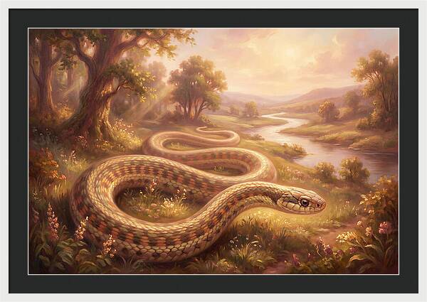 Garter Snake In A Serene Landscape