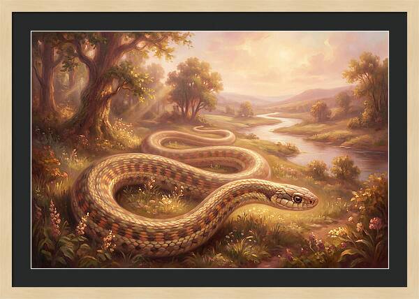 Garter Snake In A Serene Landscape