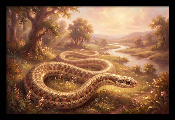 Garter Snake In A Serene Landscape
