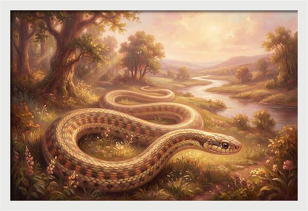 Garter Snake In A Serene Landscape
