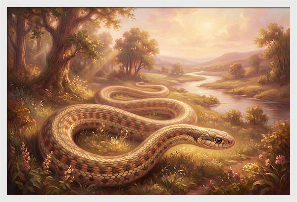 Garter Snake In A Serene Landscape