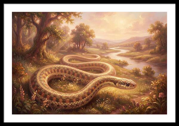 Garter Snake In A Serene Landscape