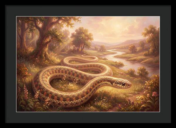 Garter Snake In A Serene Landscape