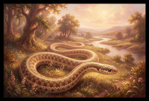 Garter Snake In A Serene Landscape