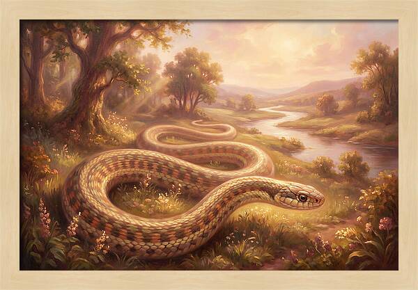 Garter Snake In A Serene Landscape