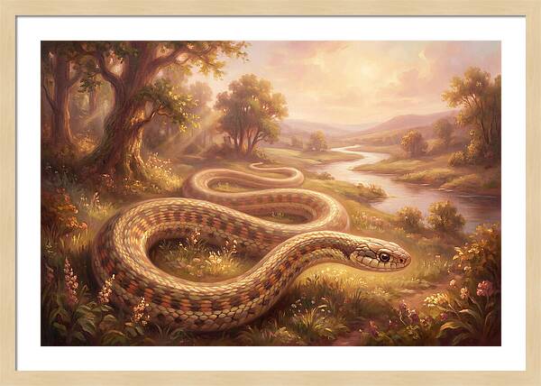 Garter Snake In A Serene Landscape