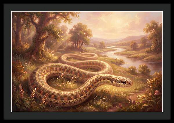 Garter Snake In A Serene Landscape