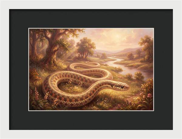 Garter Snake In A Serene Landscape
