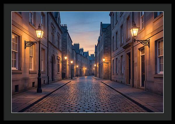 Gas Lamp Lit Cobblestone Lane