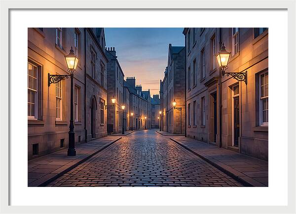 Gas Lamp Lit Cobblestone Lane