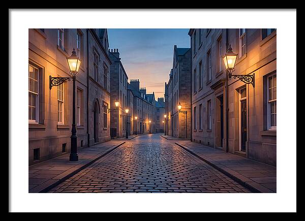 Gas Lamp Lit Cobblestone Lane