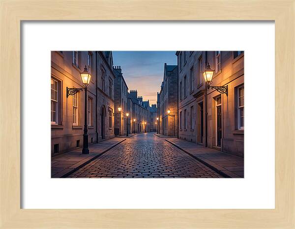 Gas Lamp Lit Cobblestone Lane