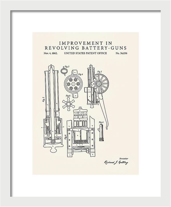 Gatling Gun Battery Gun Minimalist Patent Us36836