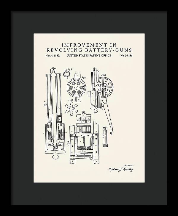 Gatling Gun Battery Gun Minimalist Patent Us36836