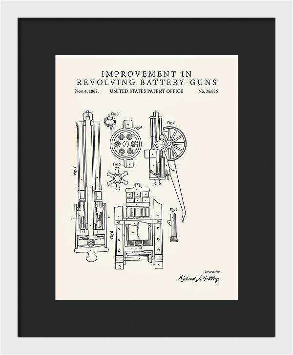 Gatling Gun Battery Gun Minimalist Patent Us36836