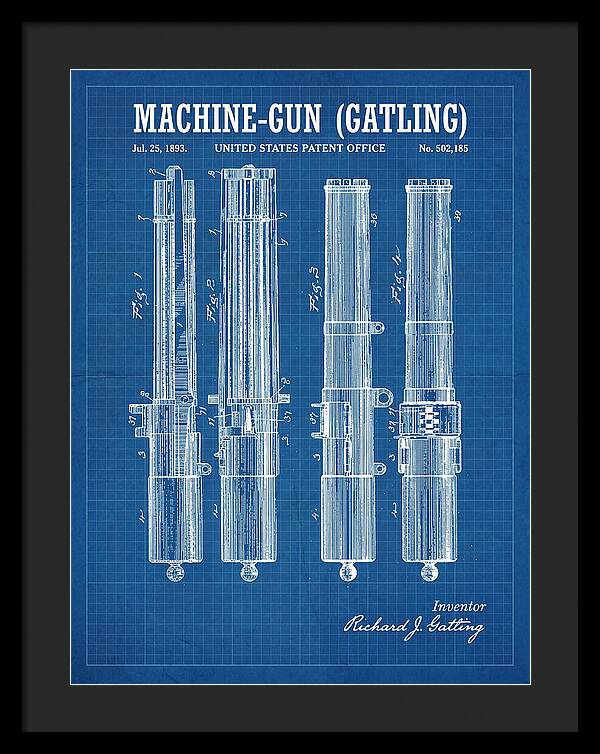 Gatling Machine Gun Blueprint Patent Us502185