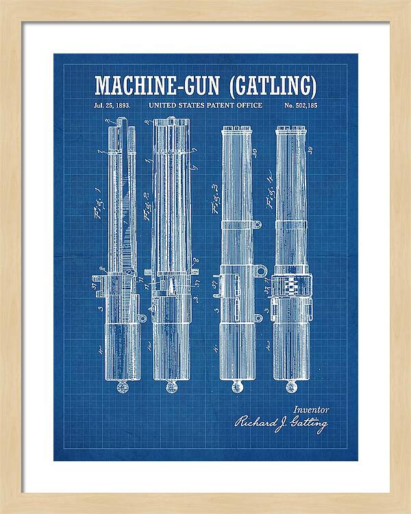 Gatling Machine Gun Blueprint Patent Us502185