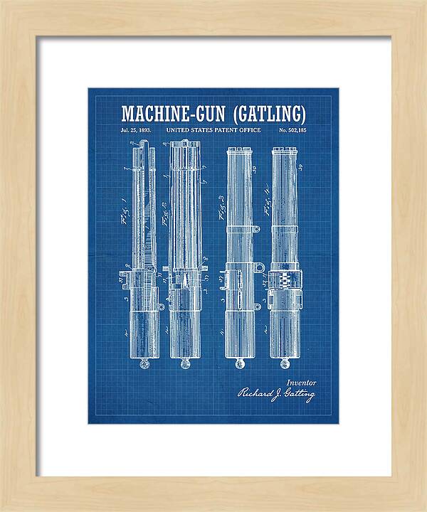 Gatling Machine Gun Blueprint Patent Us502185
