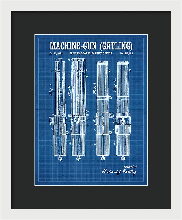 Gatling Machine Gun Blueprint Patent Us502185