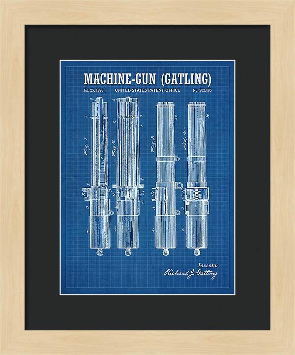 Gatling Machine Gun Blueprint Patent Us502185