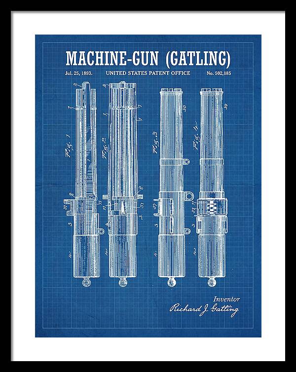 Gatling Machine Gun Blueprint Patent Us502185