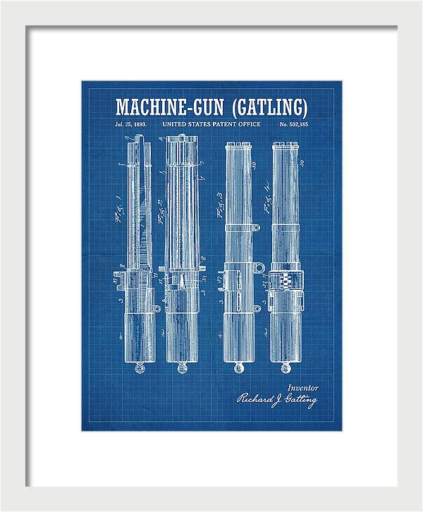 Gatling Machine Gun Blueprint Patent Us502185