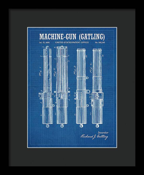 Gatling Machine Gun Blueprint Patent Us502185