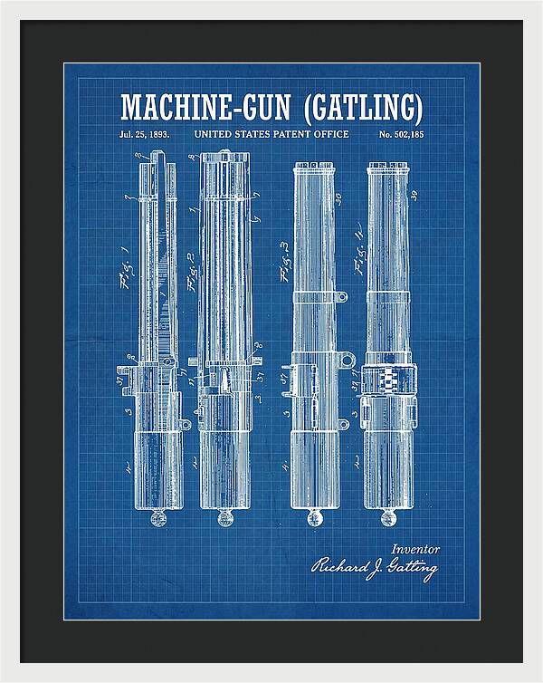 Gatling Machine Gun Blueprint Patent Us502185