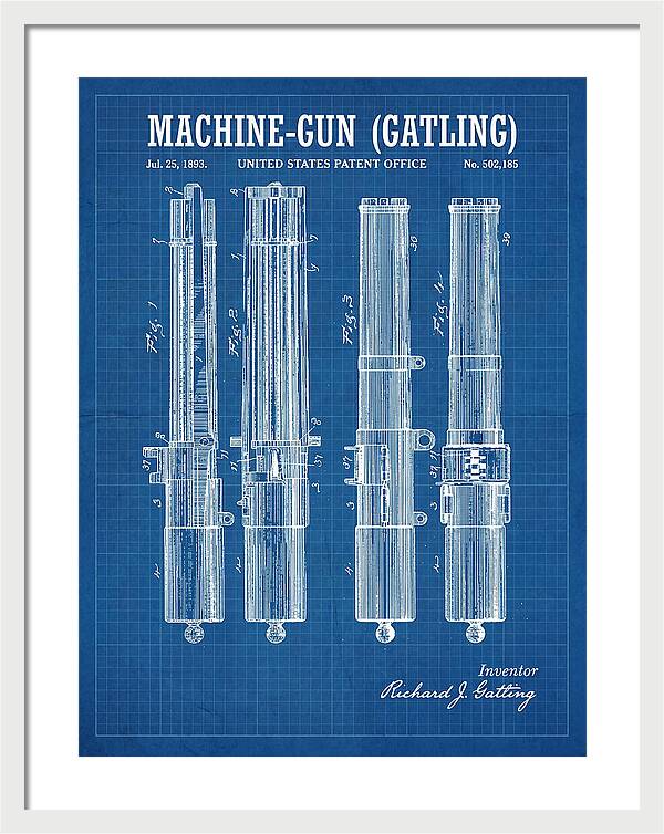 Gatling Machine Gun Blueprint Patent Us502185