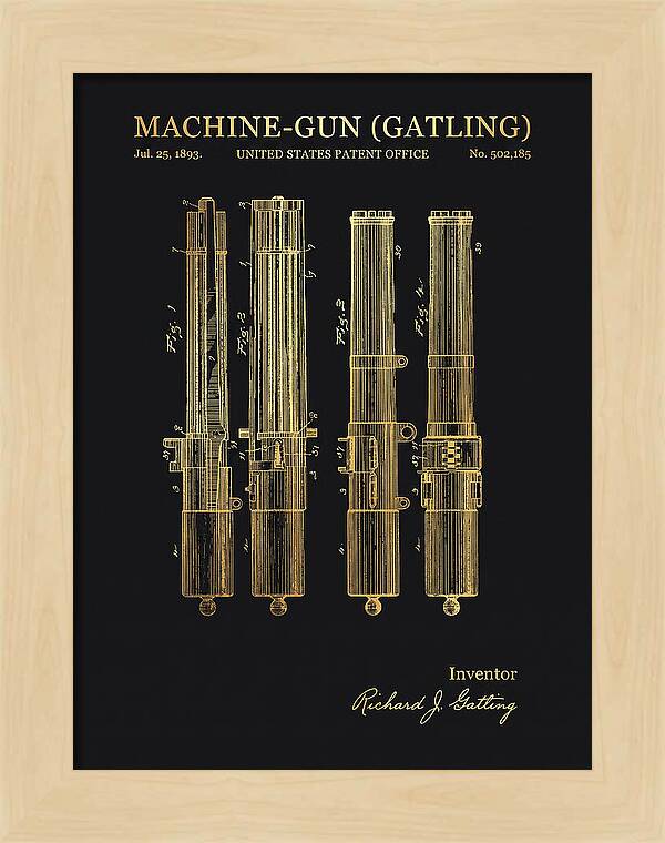 Gatling Machine Gun Gold Patent Us502185