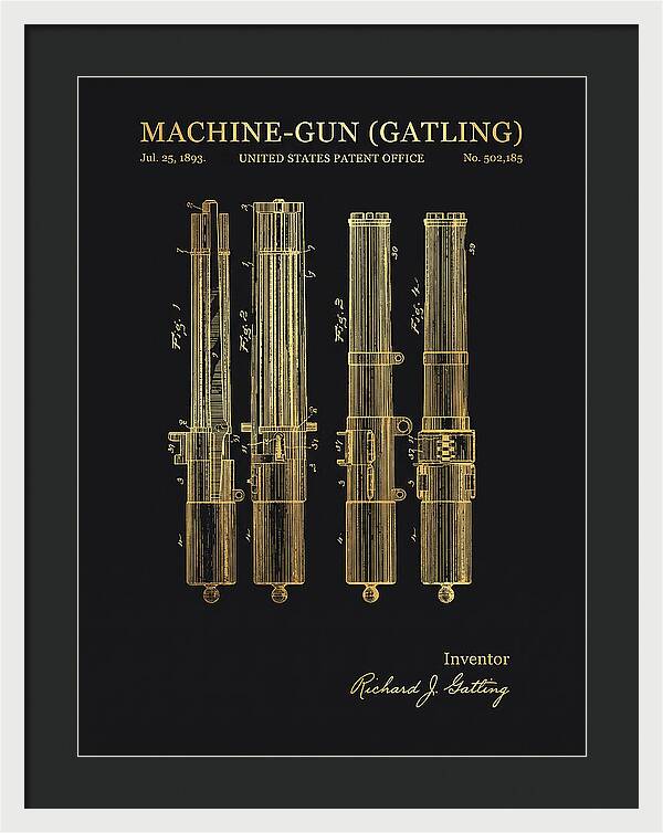 Gatling Machine Gun Gold Patent Us502185