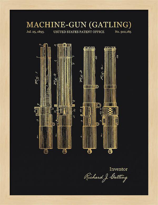 Gatling Machine Gun Gold Patent Us502185