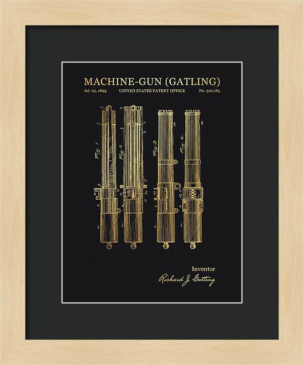 Gatling Machine Gun Gold Patent Us502185