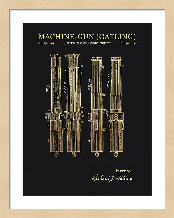 Gatling Machine Gun Gold Patent Us502185