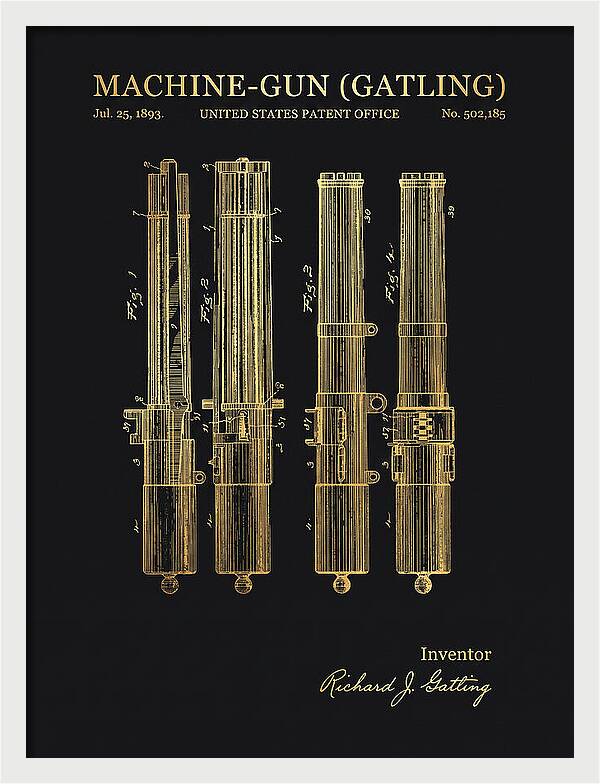 Gatling Machine Gun Gold Patent Us502185