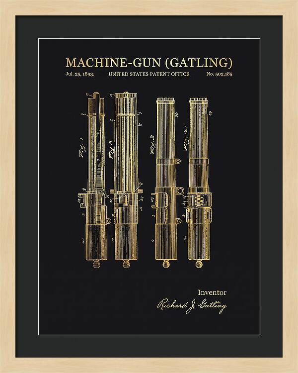 Gatling Machine Gun Gold Patent Us502185