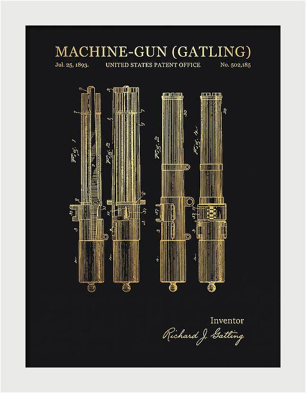 Gatling Machine Gun Gold Patent Us502185
