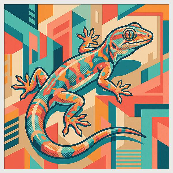 Gecko In Vibrant Geometry