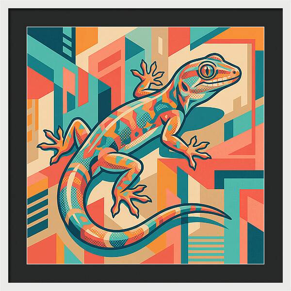 Gecko In Vibrant Geometry