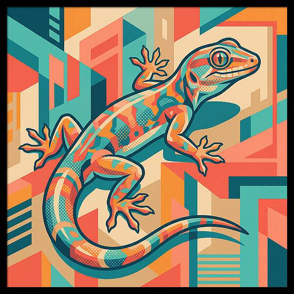 Gecko In Vibrant Geometry