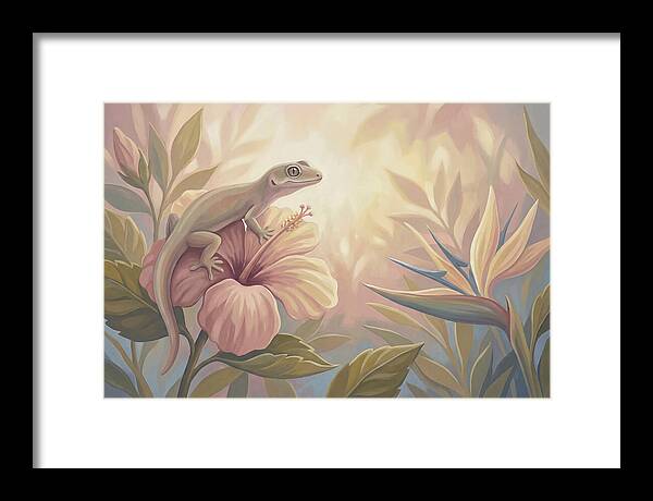 Gecko On Tropical Flower