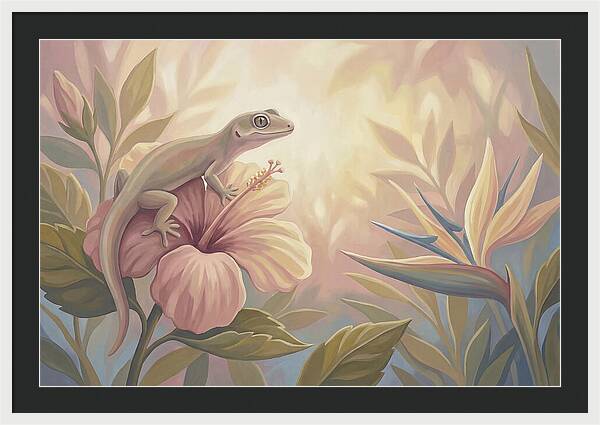 Gecko On Tropical Flower