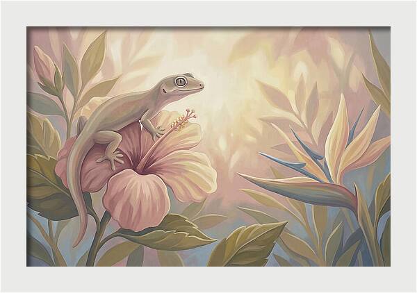 Gecko On Tropical Flower
