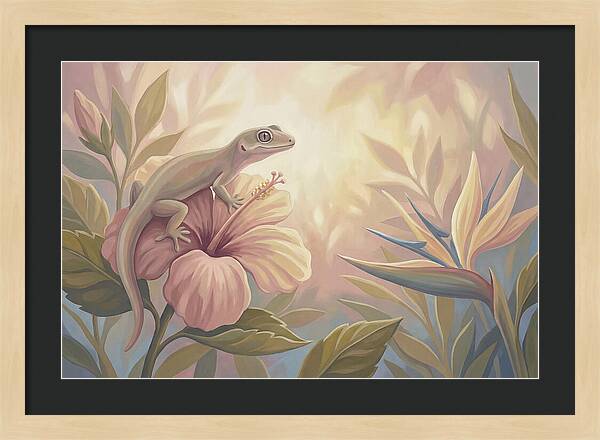 Gecko On Tropical Flower