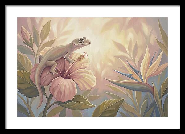 Gecko On Tropical Flower