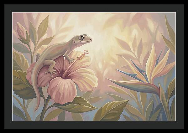 Gecko On Tropical Flower