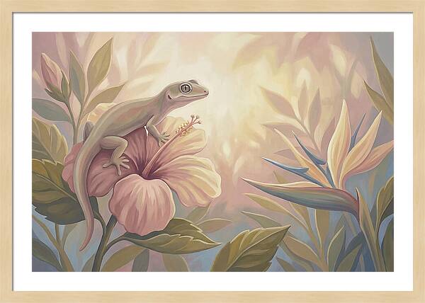 Gecko On Tropical Flower