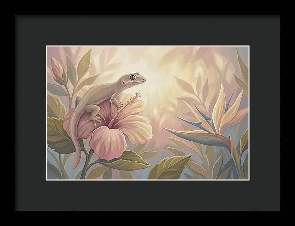 Gecko On Tropical Flower