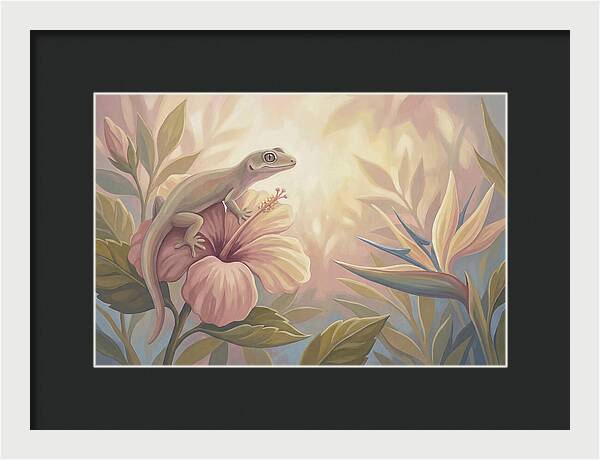 Gecko On Tropical Flower