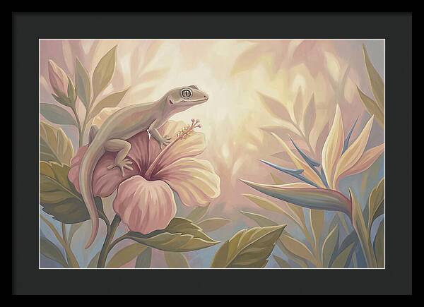 Gecko On Tropical Flower